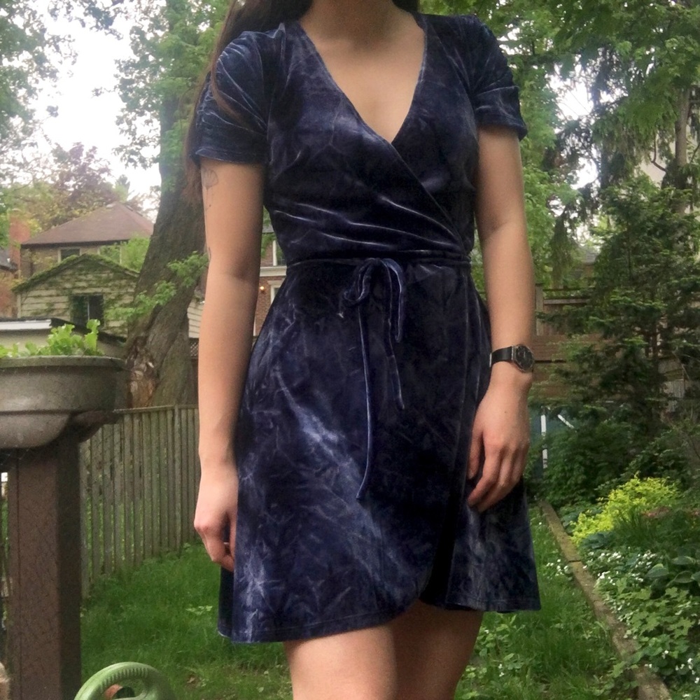 Blue velvet dress